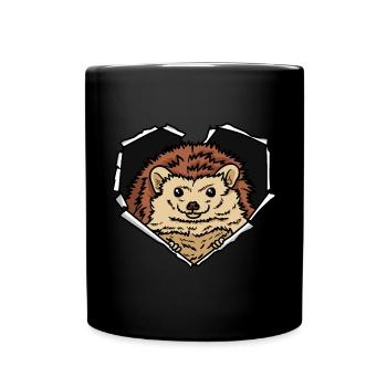 Crack Hedgehog Torn Hole Hedgehog Face - Full Colour Mug - black - Front