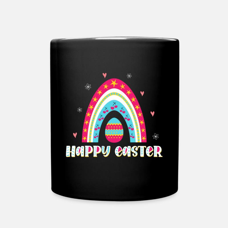 Joyeux Easter Easter Egg Rainbow - Mug uni - noir