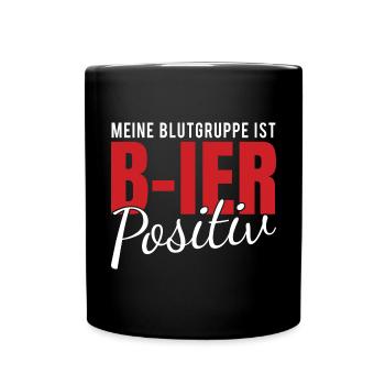 Meine Blutgruppe ist B ier Positiv - Tasse einfarbig - Schwarz - Vorne