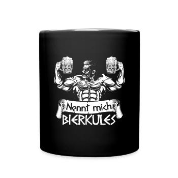 Nennt mich BIERKULES - Tasse einfarbig - Schwarz - Vorne