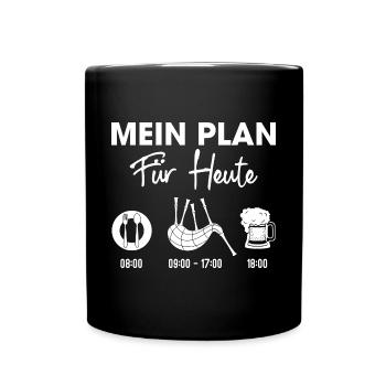 Mein Plan Für Heute Dudelsack Sackpfeife Bier - Tasse einfarbig - Schwarz - Vorne