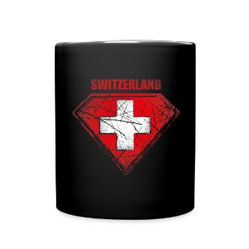 Switzerland Superhero Flag Vintage Retro Symbol - Full Colour Mug - black - Front