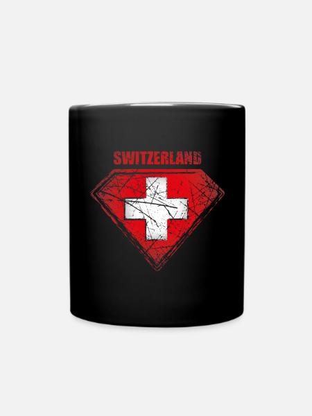 Suisse Superhero Flag Vintage Rétro Symbole - Mug uni - noir