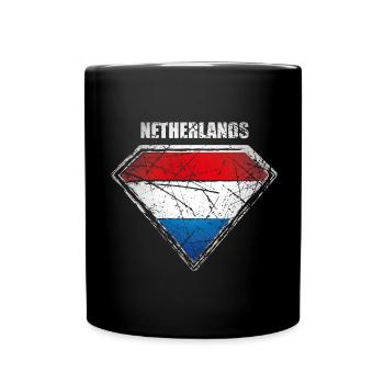 Symbole du drapeau du super-héros des Pays-Bas - Mug uni - noir - Devant