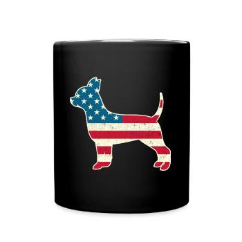 4th of July Chihuahua Dog American Flag USA - Tasse einfarbig - Schwarz - Vorne