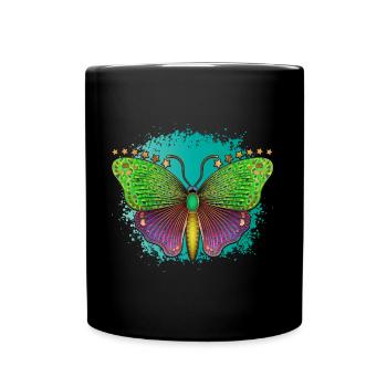Bunter Schmetterling Frauen Mädchen Schmetterlinge - Tasse einfarbig - Schwarz - Vorne