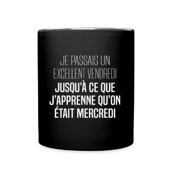 Humour de bureau collègue rigolo lundi déprime - Mug uni - noir - Devant