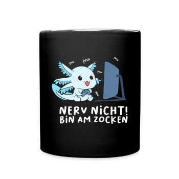 Bin am Zocken Gaming Axolotl - Tasse einfarbig - Schwarz - Vorne