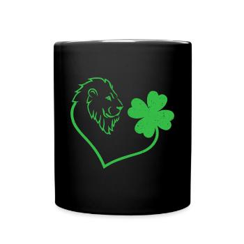 Lion Cloverleaf Lucky Charm Love - Full Colour Mug - black - Front