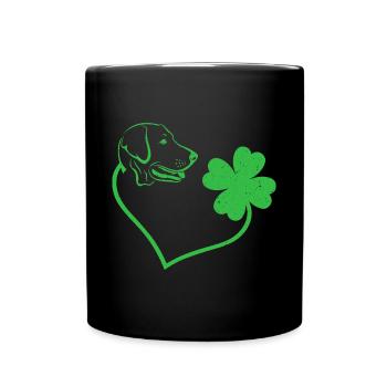 Labrador Dog Cloverleaf Lucky Charm Love - Full Colour Mug - black - Front