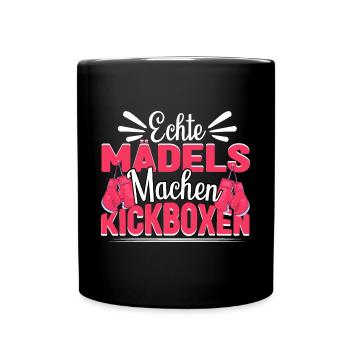 Kickboxen Kickboxerin Echte Mädels Kickboxen - Tasse einfarbig - Schwarz - Vorne