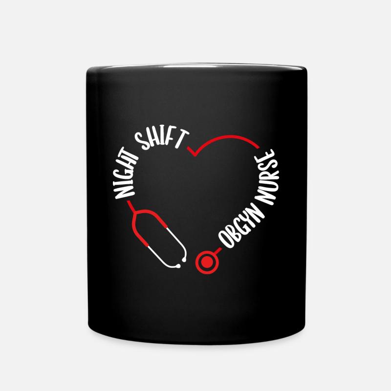 Infirmière obstétricale de nuit Stéthoscope Soins infirmiers - Mug uni - noir