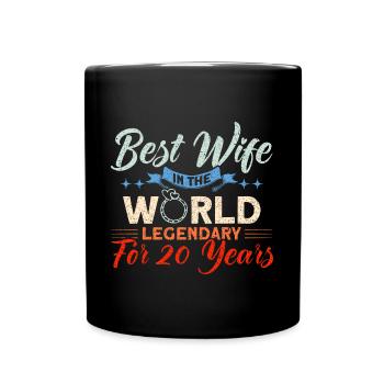 20th Wedding Anniversary Couple Design 20 Years of Marriage - Full Colour Mug - black - Front