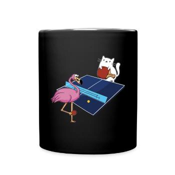 Table Tennis Outfit Women's Cat Flamingo - Full Colour Mug - black - Front