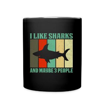 I Like Sharks - Tasse einfarbig - Schwarz - Vorne