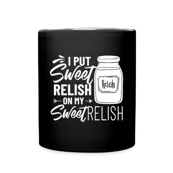 Sweet Relish Pickles Bottle Spice Jar - Full Colour Mug - black - Front