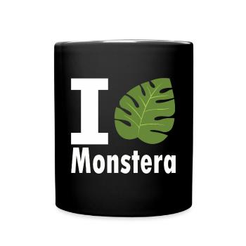 I love Monstera - Tasse einfarbig - Schwarz - Vorne