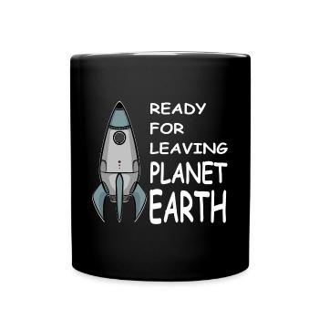 Quitter la planète Terre, Fusée dans l’espace, Chemise - Mug uni - noir - Devant