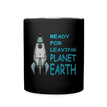Quitter la planète Terre, Fusée dans l’espace, Chemise - Mug uni - noir - Devant
