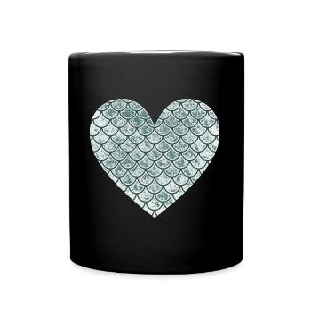 Fischherz-Design für Fisch-Fans - Tasse einfarbig - Schwarz - Vorne