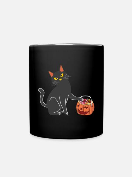 Halloween Katze Hexe - Tasse einfarbig - Schwarz