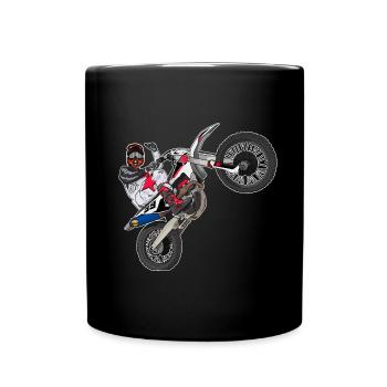 Motocross / Enduro / Freestyle mx / Dirtbike retro - Tasse einfarbig - Schwarz - Vorne