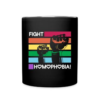 Kampf gegen Homophobie / Schwul, Gay, CSD, Stolz - Tasse einfarbig - Schwarz - Vorne