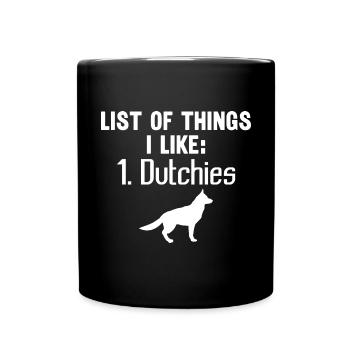 Holländischer Schäferhund Dutch Shepherd - Tasse einfarbig - Schwarz - Vorne