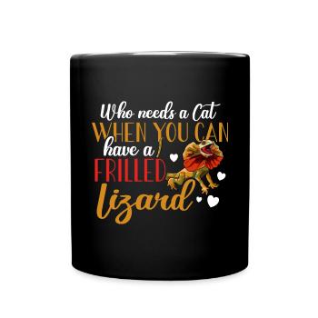 Lézard à collier Lézard à cou froncé Reptile Herpétologiste - Mug uni - noir - Devant