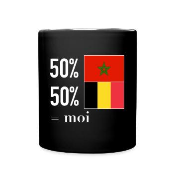 Moitié Belge / Moitié Marocain - Mug uni - noir - Devant
