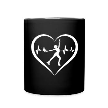 Figure skater Ice skater Ice skating heartbeat - Full Colour Mug - black - Front