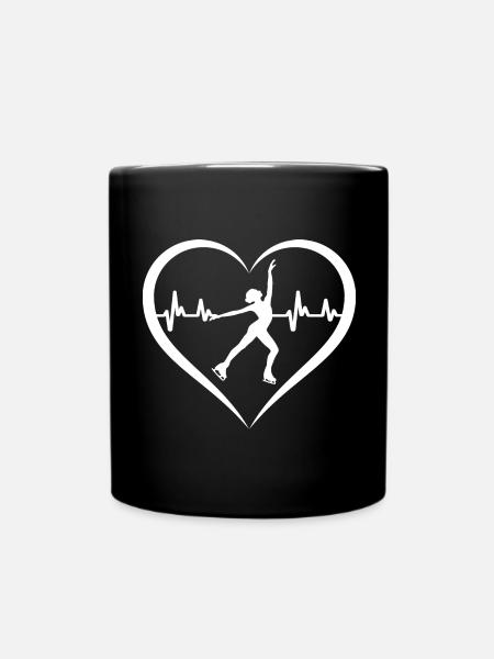 Eiskunstläuferin Eisläuferin Eislauf Herzschlag - Tasse einfarbig - Schwarz