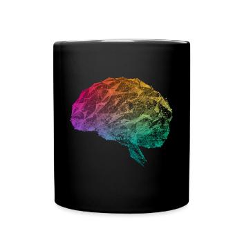 Brain Aesthetic Geometric Brain Map Impulses Neuro - Full Colour Mug - black - Front