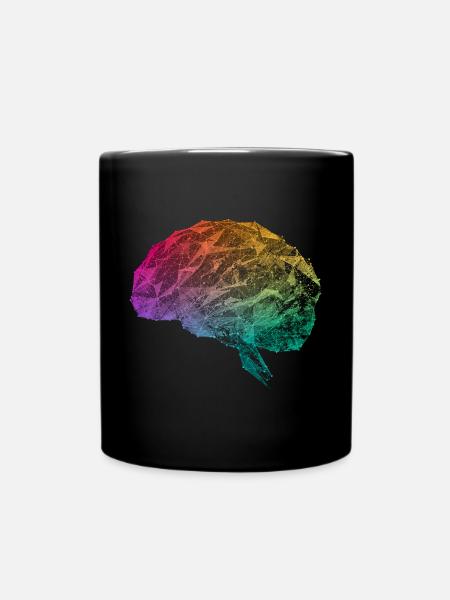 Brain Aesthetic Geometric Brain Map Impulses Neuro - Full Colour Mug - black