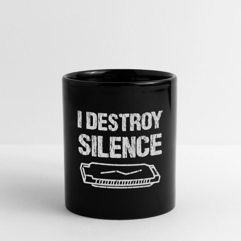 I Destroy Silence Funny Harmonica Player Mug uni