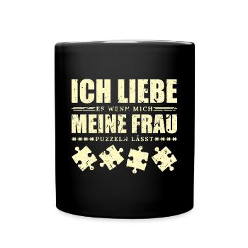 Puzzle Männer - Tasse einfarbig - Schwarz - Vorne
