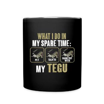 Tegu Eidechse Reptil Herpetologe - Tasse einfarbig - Schwarz - Vorne