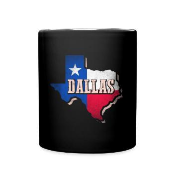 Dallas-Flaggendesign für stolze Texaner - Tasse einfarbig - Schwarz - Vorne
