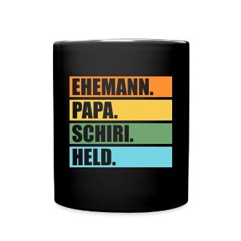 Schiri Unparteiischer Vater Papa Fußball Schiedsri - Tasse einfarbig - Schwarz - Vorne