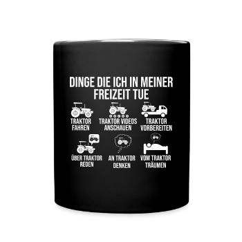 Trekker Landwirtschaft Bauer Landwirt Traktor - Tasse einfarbig - Schwarz - Vorne