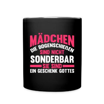 Bogen Bogenschütze Bogensport Bogenschießen - Tasse einfarbig - Schwarz - Vorne