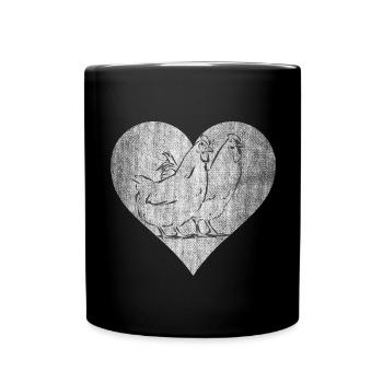 Herz für Hühner - Tasse einfarbig - Schwarz - Vorne