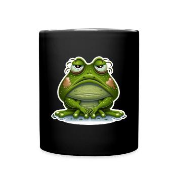 Cute Frog Amphibian Morning Grouch Grumpy Sleeping - Full Colour Mug - black - Front