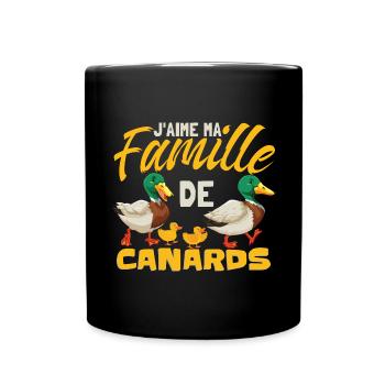 J'aime ma famille de canards - Mug uni - noir - Devant