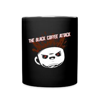 Kaffee schwarz Attacke - Lustiges Cafe - Tasse einfarbig - Schwarz - Vorne