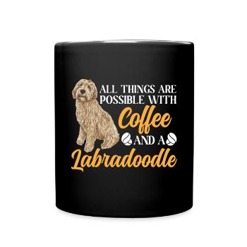 Labradoodle Dog - Full Colour Mug - black - Front
