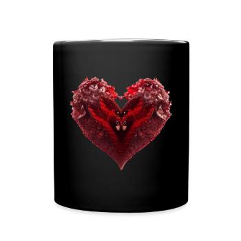 Herz voller Schmetterlinge Schmetterling Liebe - Tasse einfarbig - Schwarz - Vorne