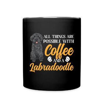 Labradoodle Dog - Full Colour Mug - black - Front
