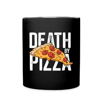 Death by Pizza - Funny - Tasse einfarbig - Schwarz - Vorne