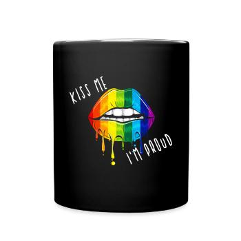 Kiss me - Tasse einfarbig - Schwarz - Vorne
